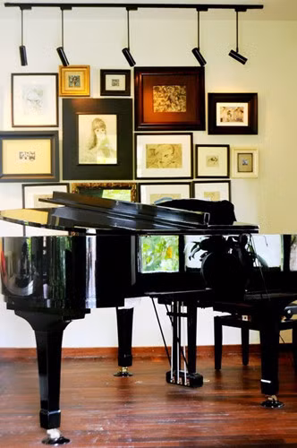 Góc âm nhạc mà Hồng Nhung rất yêu thích trong nhà.