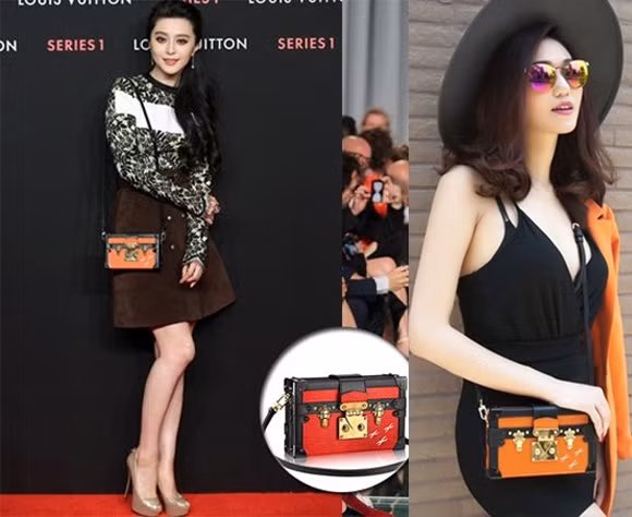 Là ngôi sao hàng đầu châu Á, Phạm Băng Băng liên tục dát hàng hiệu ra đường, đi tham dự sự kiện. Cô yêu thích túi Louis Vuitton Petite Malle khoảng hơn 100 triệu đồng như Khánh My.