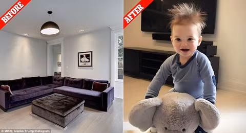 Con trai của Ivanka Trump chơi với chú voi đồ chơi có giá khoảng 149 USD.