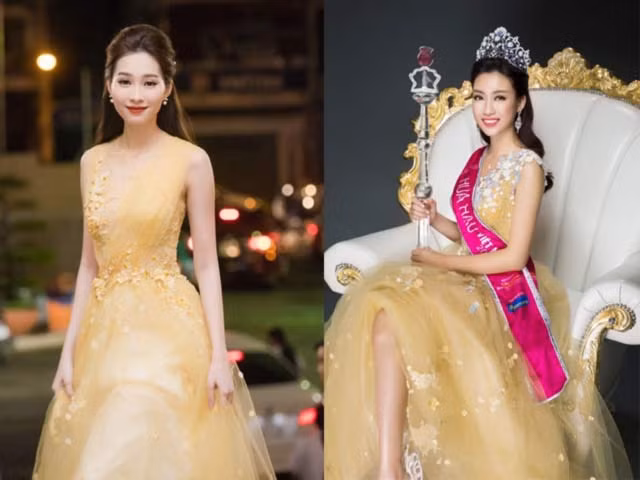 Hai biểu tượng nhan sắc đẹp bất phân thắng bại khi cùng diện một thiết kế lộng lẫy của Hoàng Hải.