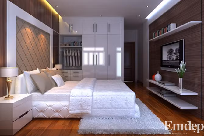 Phòng ngủ dành cho con gia chủ được sắp xếp khoa học, đầy đủ tiện nghi cần thiết.