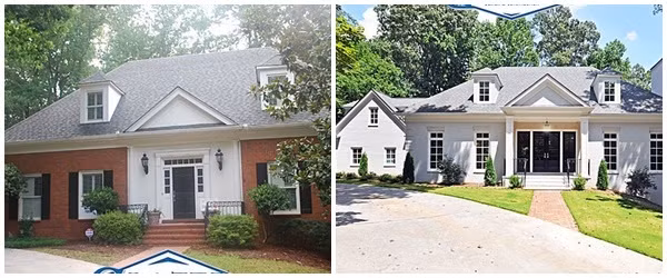 Bố trí lại hệ thống cửa cũng tạo nên sự khác biệt lớn cho căn nhà này. Cánh cửa chính lớn hơn và cửa sổ thu hẹp lại tạo vẻ hiện đại khác biệt với vẻ cổ điển của ngôi nhà cũ trước đó.