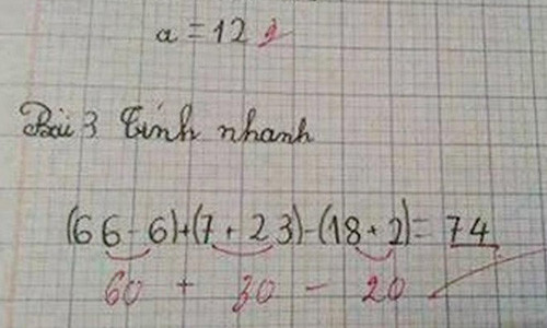 Bài toán tính nhanh thu hút sự chú ý của cộng đồng mạng. Nhiều ý kiến chỉ trích giáo viên dù chưa biết rõ ai chấm bài. Ảnh chụp màn hình.