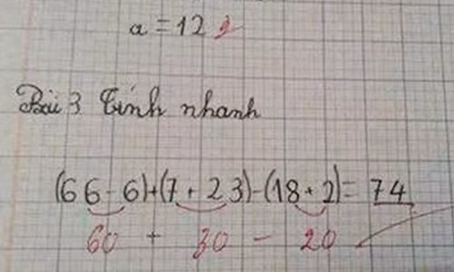 Bài toán tính nhanh thu hút sự chú ý của cộng đồng mạng. Nhiều ý kiến chỉ trích giáo viên dù chưa biết rõ ai chấm bài. Ảnh chụp màn hình.