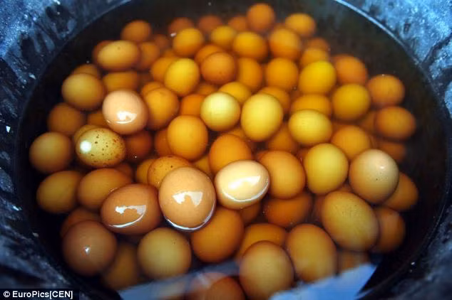 Những quả trứng luộc trong nước tiểu bé trai có tiêu chuẩn cực kỳ cao. Đầu tiên, các đầu bếp sẽ luộc quả trứng nguyên vỏ trong nước tiểu. Sau đó, trứng được đập dập vỏ rồi luộc tiếp và phải qua 1 ngày 1 đêm mới ăn được.