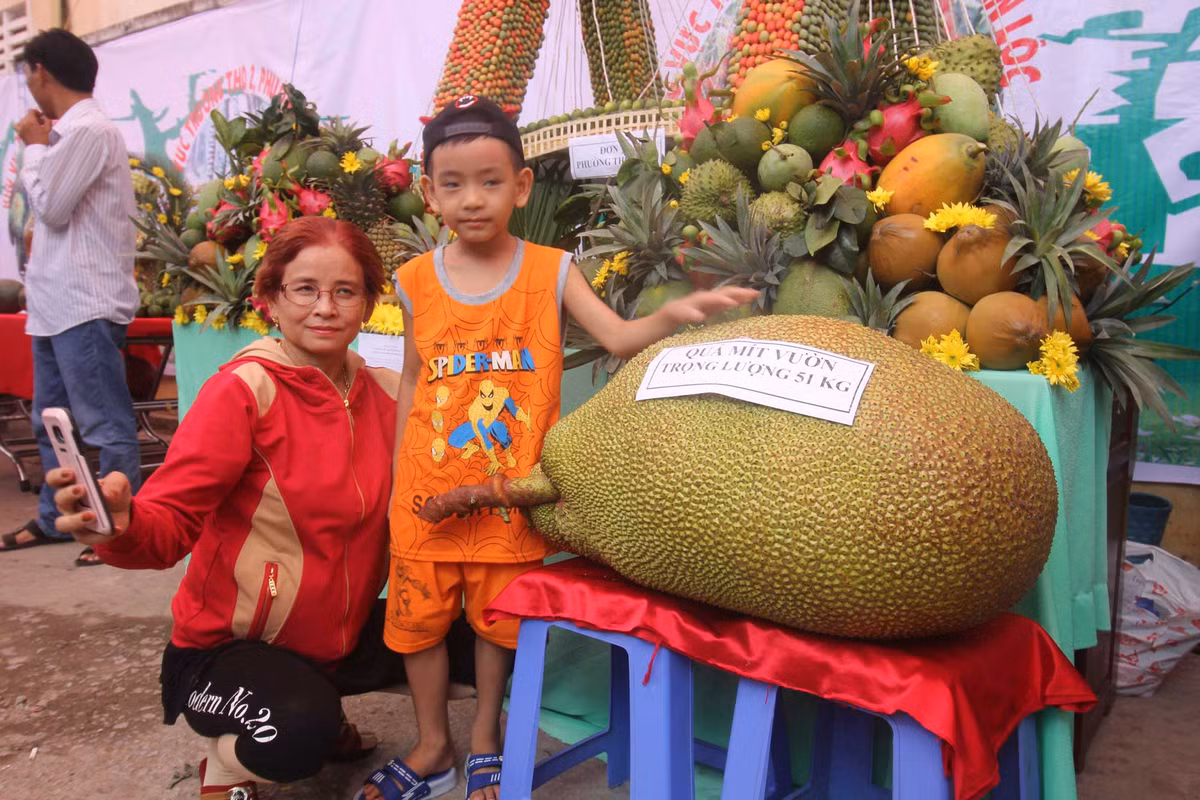 Các loại trái cây, củ “độc”, lạ được trưng bày, giới thiệu tại ngày hội gồm: trái mít vườn với trọng lượng 51kg, củ khoai ngọt thơm nặng 42,5kg, đu đủ ruột đỏ nặng hơn 5kg, buồng chuối già và củ sắn khổng lồ,... Chủ sở hữu của các loại trái cây, củ “độc”, lạ trên cho biết, vô tình phát hiện trong vườn nhà có được loại trái, củ với trọng lượng khủng mà trước đây người dân chưa bao giờ nhìn thấy nên bảo quản cẩn thận và gọi vui là “của quý to đùng”. Tới ngày hội diễn ra, người dân đem khoe cho khách gần xa.