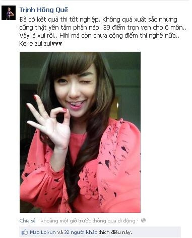 Việc tự hào khoe điểm tốt nghiệp… không cao cho lắm cũng khiến Hồng Quế “hứng” thêm không ít chỉ trích từ cư dân mạng.
