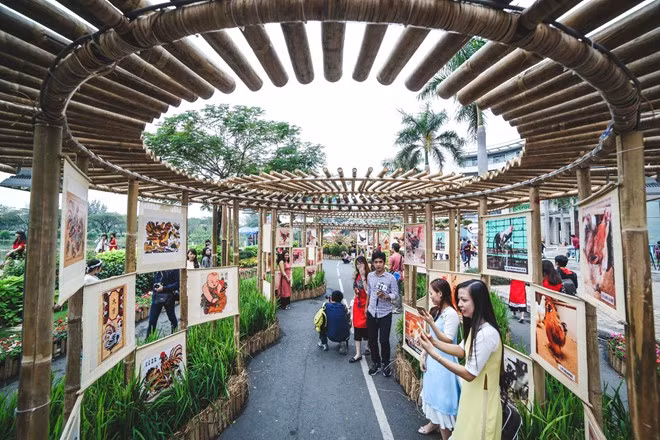 Tại đây còn có khu trưng bày các bức tranh dân gian, nghệ thuật có liên quan đến hình ảnh con gà.