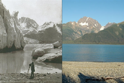 Ảnh do G.D. Hazard chụp năm 1981 và Bruce F. Molnia chụp năm 2005 ở Boulder, Colorado, Mỹ