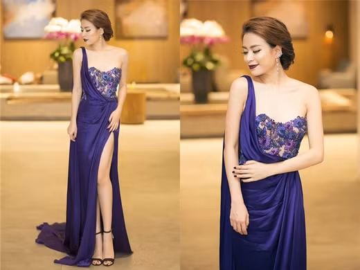 Với cách cắt xẻ táo bạo, đôi chân của người đẹp Hoàng Thuỳ Linh được khoe khéo léo.