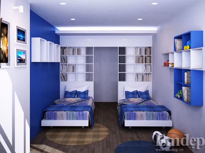 Phòng ngủ của hai bé trai đáng yêu, bắt mắt.