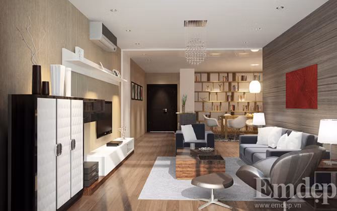 Nối tiếp không gian phòng khách là phòng ăn và bếp.