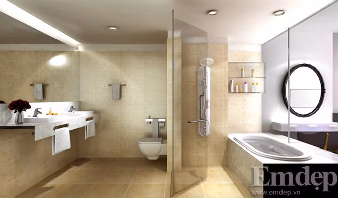 Phòng tắm trong phòng ngủ của bố mẹ.