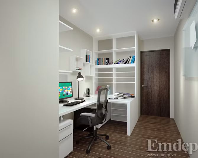 Phòng làm việc bài trí khoa học.