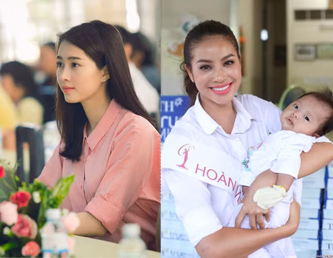 Hai người đẹp đều tươi tắn khi trang điểm nhẹ nhàng lúc đi từ thiện.