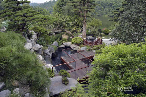 “Ngoài cây cối ra thì hòn non bộ là thứ mà tôi thích nhất” - ông Lý cho biết. Ông đã dùng hơn 400 tấn đá, gồm đá Thái Hồ, đá hoa cương ở Vân Nam và đá hoàng lạp ở Quảng Đông để tạo ra hòn non bộ đẹp nhất. Qua sự giới thiệu của bạn bè, ông cũng bỏ ra 20 nghìn NDT (tương đương hơn 71 triệu đồng) để mời kiến trúc sư từ Quảng Đông tới thiết kế.