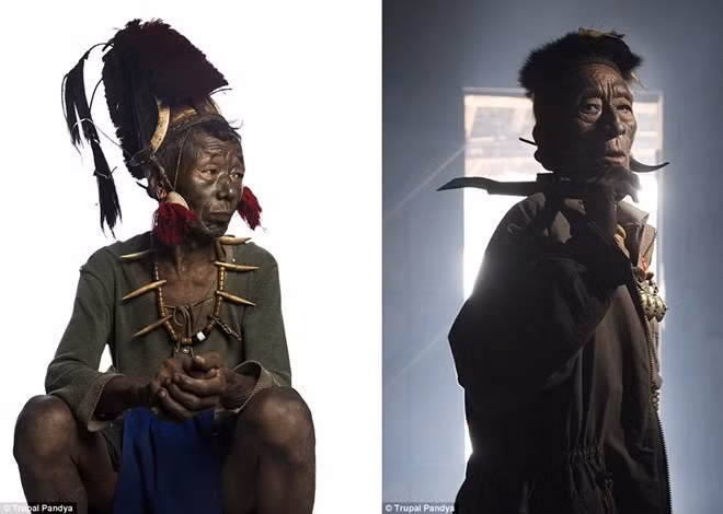 Ching Kum (ảnh trái) nổi tiếng trong bộ tộc là người săn chiếc đầu cuối cùng vào năm 1990, trong cuộc chiến với tộc Chang.