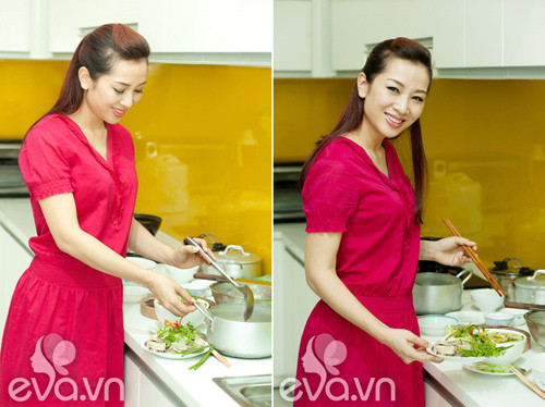 Căn bếp sạch sẽ, tiện nghi được kết hợp 2 màu trắng - cam. Sắc cam hay được sử dụng để kích thích não bộ, tăng cảm giác thèm ăn.