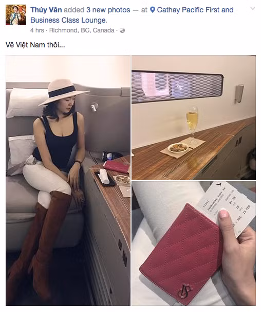 Cặp đôi di chuyển với vé máy bay First Class của một hãng hàng không hàng đầu thế giới.