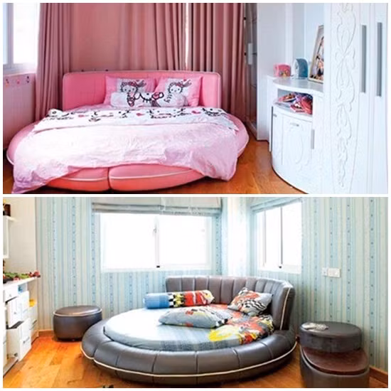 Phòng của con gái và con trai Mai Thu Huyền tràn ngập màu sắc. Nếu như phòng con gái của nữ diễn viên lấy màu hồng làm chủ đạo thì phòng con trai lại tràn ngập màu xanh. Không gian tất cả các phòng trong biệt thự triệu đô này đều thoáng đãng và đều dùng hệ thống cửa chống muỗi.