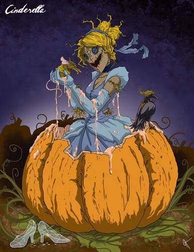 Khác với vẻ ngoài xinh đẹp, cùng những đức tính tốt trên phim, cô bé Lọ Lem khoác lên mình bộ quần áo tơi tả cùng gương mặt khiến bất cứ đứa trẻ nào cũng phải "dựng tóc gáy".