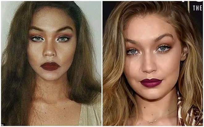 Nữ sinh khi hóa thân thành người mẫu Gigi Hadid.