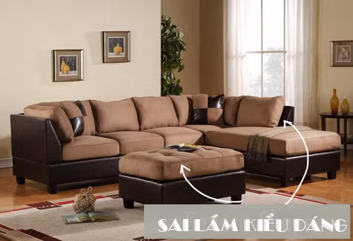 4. Sai lầm 4: Quá cồng kềnh Không gian nhà bé thì bạn nên tránh xa các loại bàn, ghế cồng kềnh. Những gì cần tìm kiếm trong một chiếc ghế sofa: vải họa tiết đơn giản và có chất lượng cao, chân thẳng (không nhọn), đơn giản hóa chi tiết.