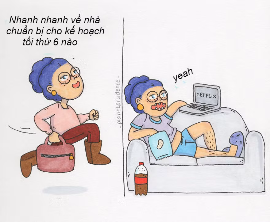 Đối với con gái, buổi tối cuối tuần tuyệt vời đơn giản chỉ là được nằm ở nhà trong bộ đồ thoải mái và làm những điều mình thích.