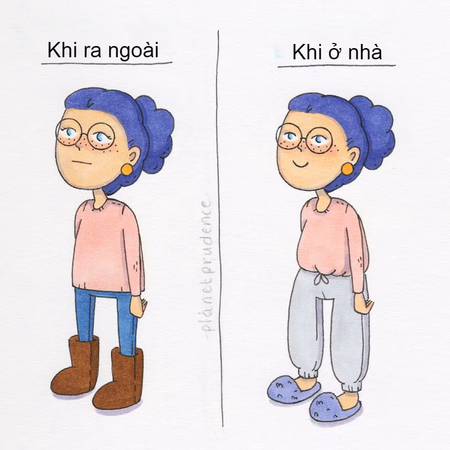 Nhiều cô gái có trang phục mặc ở nhà và ra đường không mấy khác nhau, miễn thoải mái là được.