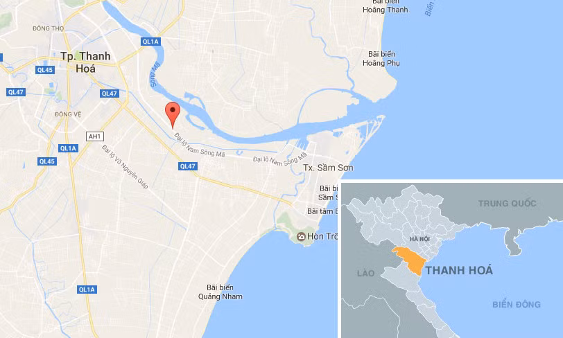 Vị trí đại lộ Nam sông Mã. Ảnh: Google Maps - Thiên Sơn.