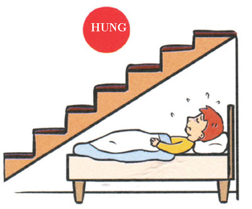 7. Giường ngủ nằm dưới cầu thang Vị trí giường ngủ này cực kỳ xấu, nó sẽ khiến người nằm trên giường dễ mơ ác mộng và gặp những điều không may mắn.