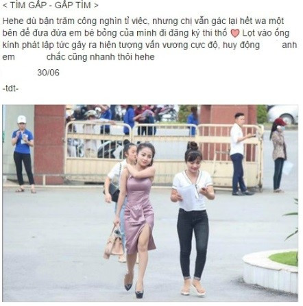 Cộng đồng mạng nhanh chóng tìm kiếm thông tin về cô gái mặc váy bó đến địa điểm thi tại Nghệ An. Ảnh chụp màn hình.