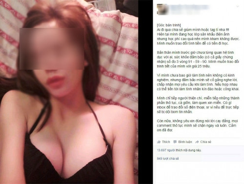 Gai xinh rao ban than 25 trieu lay tien dong hoc phi