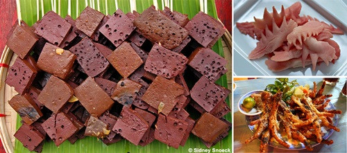 Tiết, chân gà. Tại Philippines, món tiết gà là một trong những loại thức ăn đường phố được ưa chuộng. Mặc dù có hương vị tuyệt vời nhưng do được làm từ máu tươi nên chúng được dán nhãn cẩn trọng. Bên cạnh đó, chân gà không chỉ là món ăn ưa thích của người dân Châu Á mà còn được phổ biến rộng rãi ở Peru, Mexico và Nam Phi. Tuy nhiên, hương vị của chúng vẫn khiến các thực khách phương Tây nghi ngại và dè chừng.