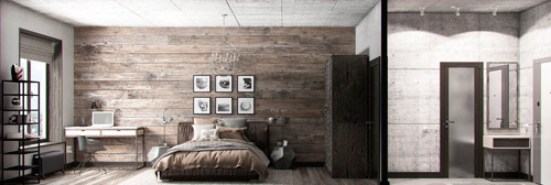 Đối lập với ngôi nhà 30m2 đậm chất nghệ thuật và màu sắc thì căn hộ sau, cũng chỉ lớn hơn có vài m2 thôi nhưng được thiết kế theo kiểu mộc mạc nhưng cũng không kém nghệ thuật. Chủ nhân sử dụng tường gạch mộc, nền xi măng hoặc gỗ - đây là xu hướng khá phổ biến trong thiết kế nhiều văn phòng, nhà ở và quán cà phê Việt Nam trong vài năm trở lại đây: