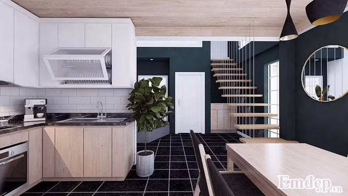 Không gian "không góc chết" tại khu vực bếp hy vọng sẽ là nguồn cảm hứng vô tận cho những bữa ăn ngon, ấm cúng trong gia đình.