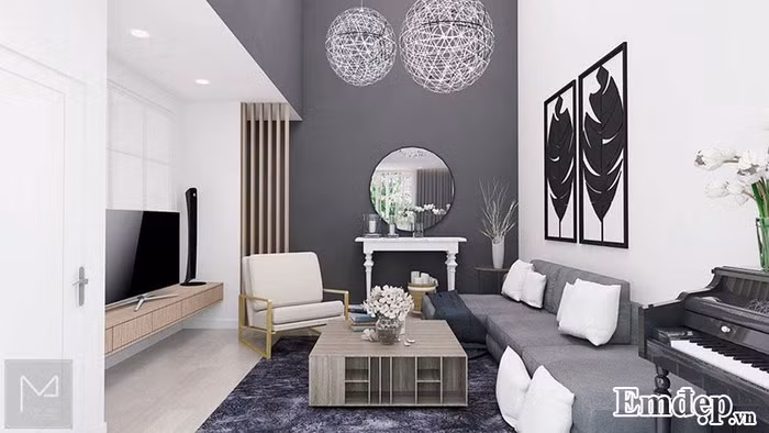 Nội thất sang trọng, tinh tế ở phòng khách.