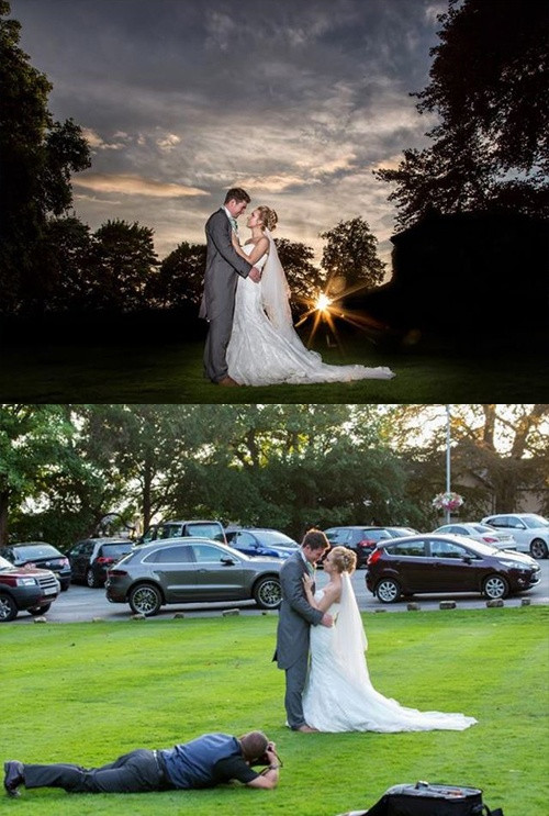 Minh chứng rõ nhất cho câu nói “nghệ thuật là ánh trăng lừa dối”. Chỉ từ phông nền là bãi đỗ xe oto, qua bàn tay của người phụ trách hậu kỳ, đôi uyên ương bỗng như đang lạc vào khu rừng Na Uy tuyệt đẹp.