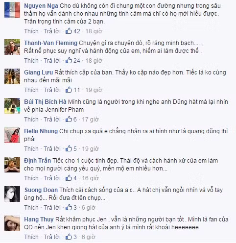 Rất nhiều người thích thú và ngưỡng mộ tình cảm mà Jennifer Phạm dành cho người cũ.