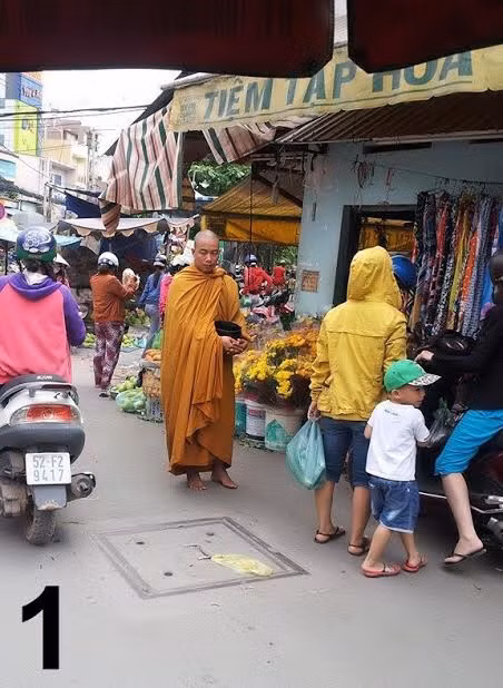 Sau hơn 10 ngày theo dõi, PV Dân Việt đã quay được những thước phim về một nhà sư giả đang tung hoành tại nhiều khu chợ ở khu vực Q.Tân Phú, Q.Bình Tân như: Chợ Bình Hưng Hòa (đường Tân Kỳ Tân Quý), chợ 26/3 (đường kênh 19/5), chợ Tân Hương (P.18, Q.Tân Phú)…