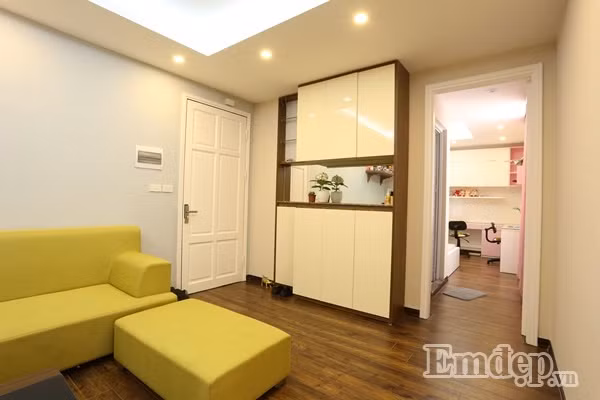 Lối vào nhà KTS bố trí khá đơn giản nhưng vô cùng tiện lợi và hợp lý cho khoảng nghỉ từ cửa chính bước vào.