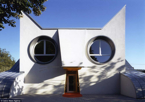 Ngôi nhà hình mèo được xây dựng để khám bệnh cho những chú mèo của người dân tại thành thị trấn Karlsruhe, Đức.