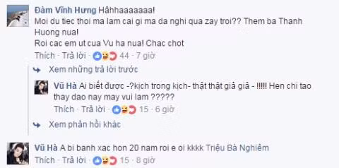 Cuộc trò chuyện của Mr. Đàm và Vũ Hà dưới phần bình luận.