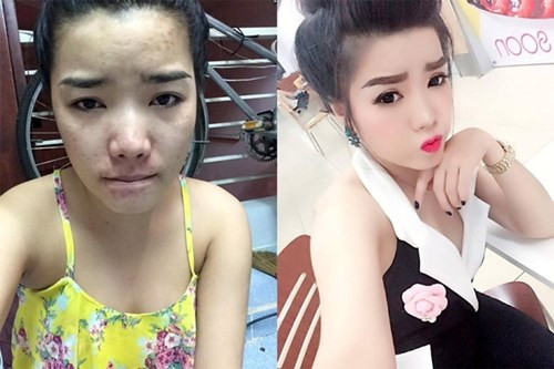 Tại Việt Nam, nhiều cô gái trẻ cũng từng “gây sốt” cộng đồng mạng trong thời gian dài khi quyết định chia sẻ gương mặt mộc không cần son phấn. Sự khác biệt “một trời một vực” khiến người ta ngày càng nể phục sức mạnh “thần thánh” của nghệ thuật make-up.