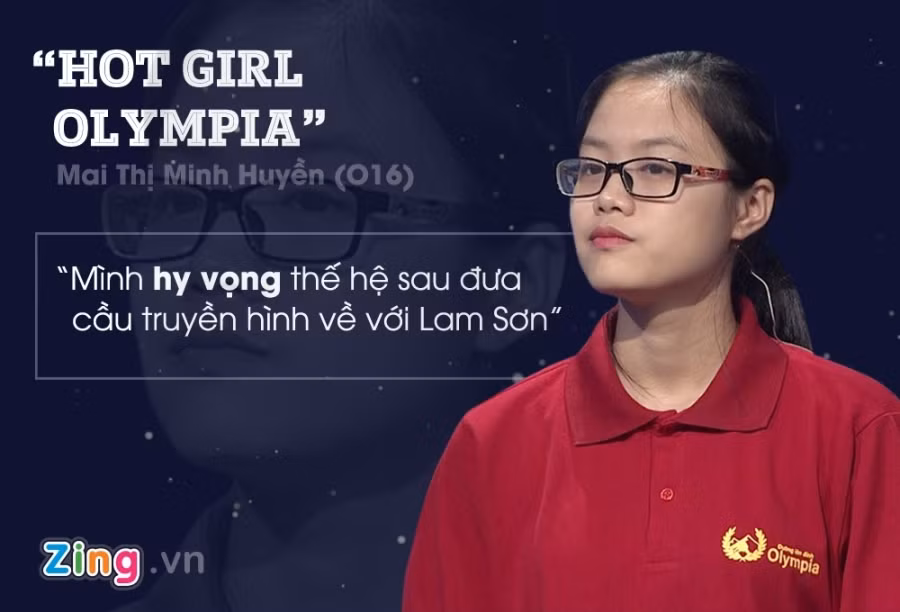 Mai Thị Minh Huyền (THPT chuyên Lam Sơn, Thanh Hóa) từng “gây bão” tại Đường lên đỉnh Olympia năm thứ 16 nhờ gương mặt khả ái cùng sự thông minh, nhanh nhạy. Nữ sinh trả lời đúng 11/11 câu hỏi phần thi Khởi động tại cuộc thi tuần - thành tích chỉ có Lê Vũ Hoàng (quán quân Olympia mùa 6) từng đạt được tới thời điểm đó. Đáng tiếc, trong cuộc thi quý 4, Minh Huyền dừng bước ở vị trí thứ 2, khép lại ước mơ mang cầu truyền hình về trường. 9X hiện là sinh viên ĐH Ngoại Thương, cơ sở TP.HCM.