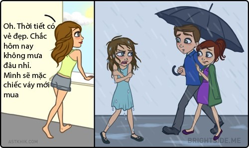 Cứ hôm nào định diện váy đẹp, điệu đà xuống phố là hôm đấy trời mưa.
