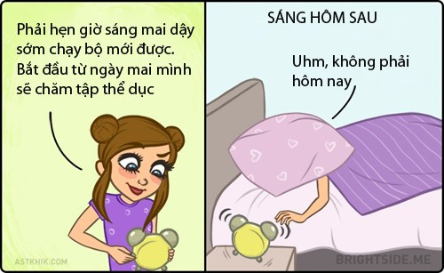 Cơn buồn ngủ vào mỗi buổi sáng khiến họ mất hết động lực tập thể dục.
