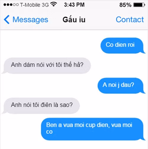 Đừng vì có điện mừng quá mà nhắn thiếu dấu nhé!