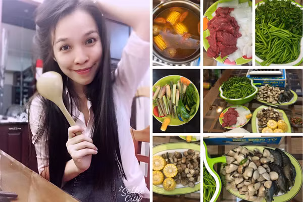  Hiền Thục biểu cảm dễ thương khi vào bếp trổ tài nấu nướng: "Thục can cook. Nấu là phải xuất sắc!".