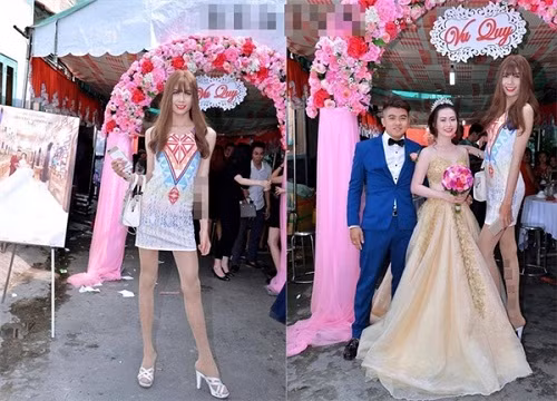 Cách đây không lâu, hình ảnh cô gái với chiều cao siêu khủng trong một đám cưới cũng được nhiều dân mạng quan tâm chú ý.